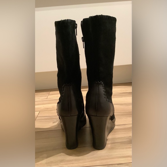 Vintage Suede and leather platform wedge heel boots 3.25” - Picture 12 of 12